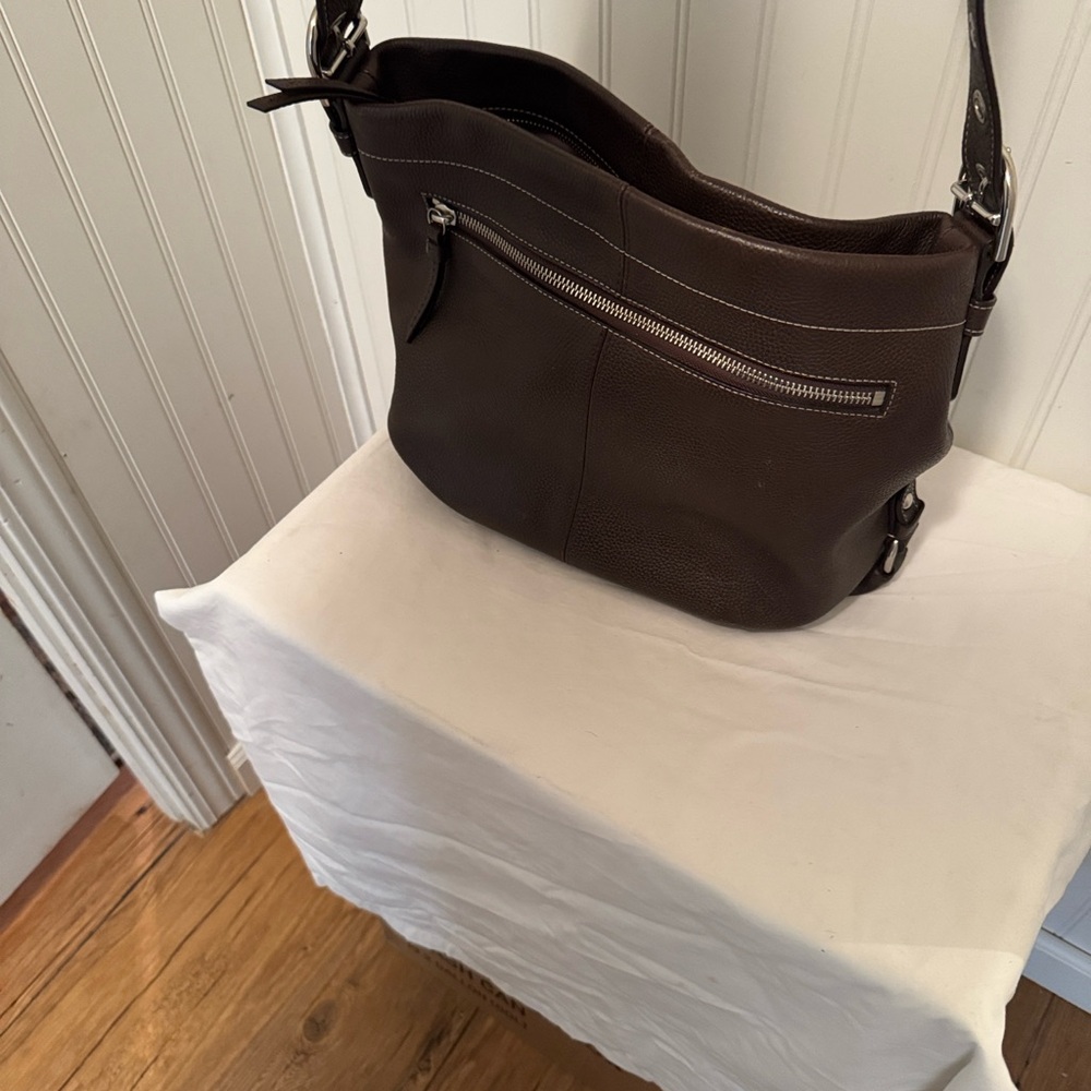 Coach Brown Pebbled Leather Crossbody Hobo - Picture 3 of 6